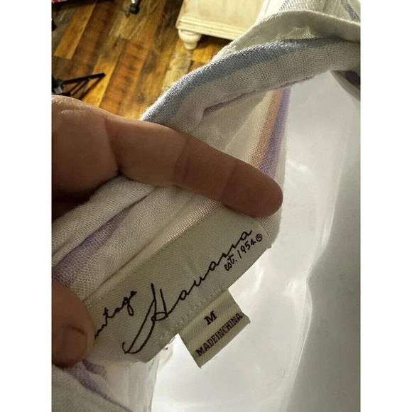 Vintage Havana Shirt Womens Medium Multi Stripes Collared Button Down Cropped - Picture 6 of 7